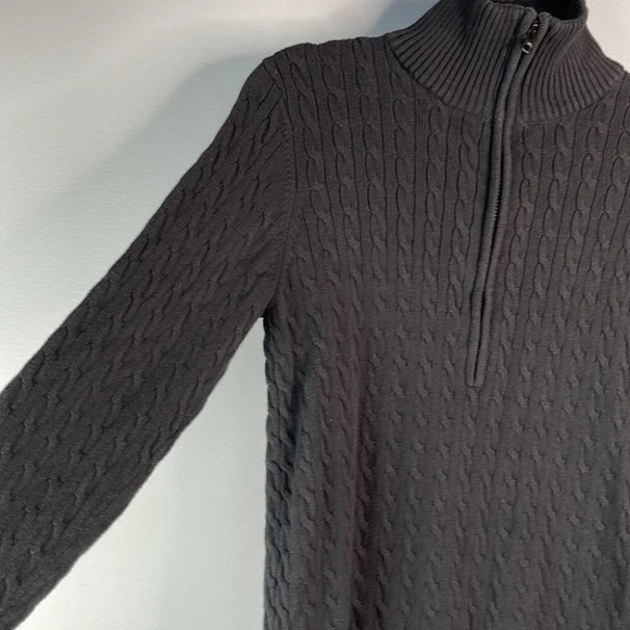 VINTAGE Polo Jeans Company Black Cable Knit Zip Sweater Long Sleeve Preppy M - Picture 5 of 10